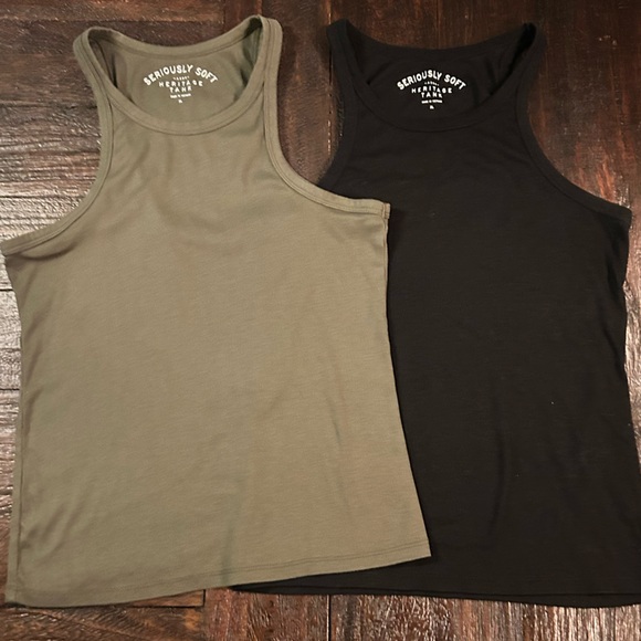 Aeropostale Tops - Seriously Soft Heritage Ribbed Tank Top Bundle - Black & Olive